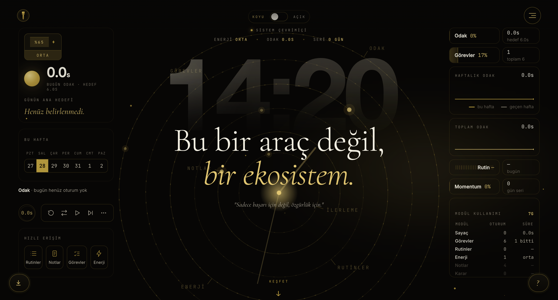 Zaman Yöneticisi Pro — ana ekran